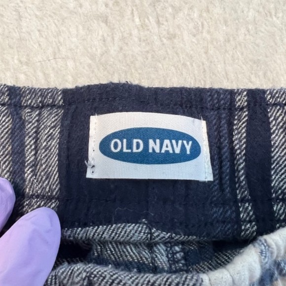 Old Navy Blue & White Plaid Fleece Pajama Pull On Drawstring Pants Size Large - Picture 6 of 10